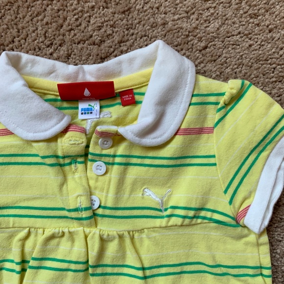 🎉 PUMA Baby Girl Yellow Stripe Polo Dress, size 18m - Picture 3 of 4